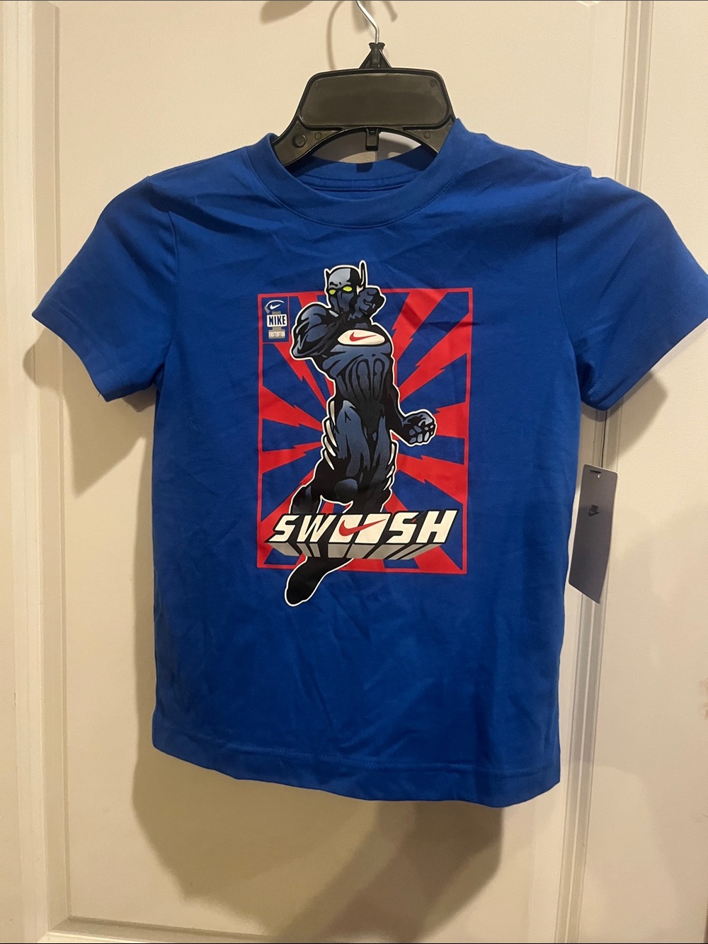 Nike Blue Short-Sleeve 'Swoosh' Superhero Graphic Tee